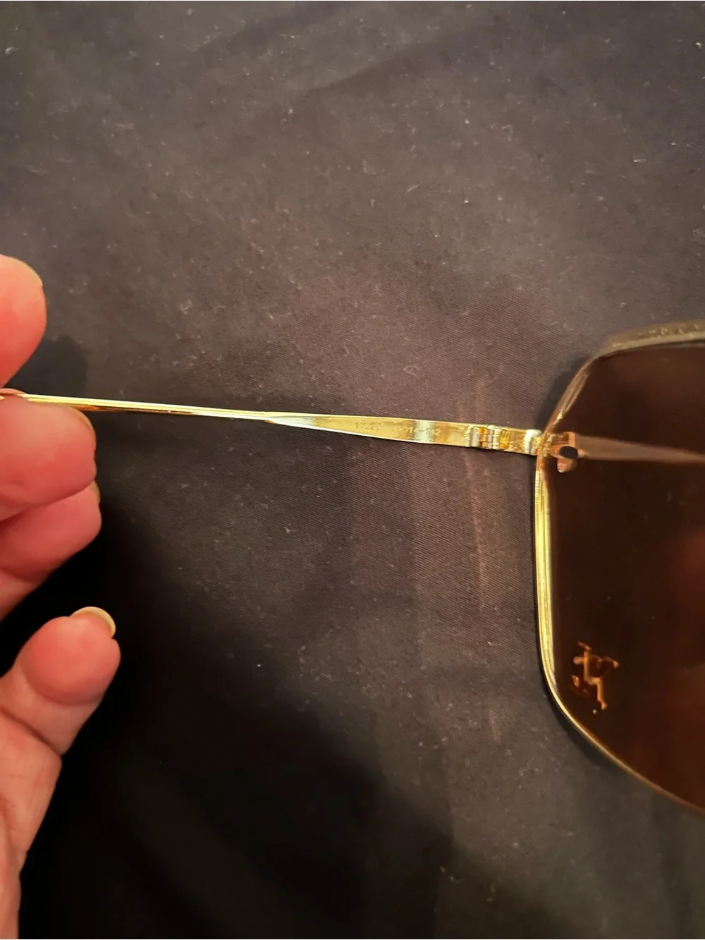 Louis Vuitton Gold Metal Frame Sunglasses with Brown Lenses